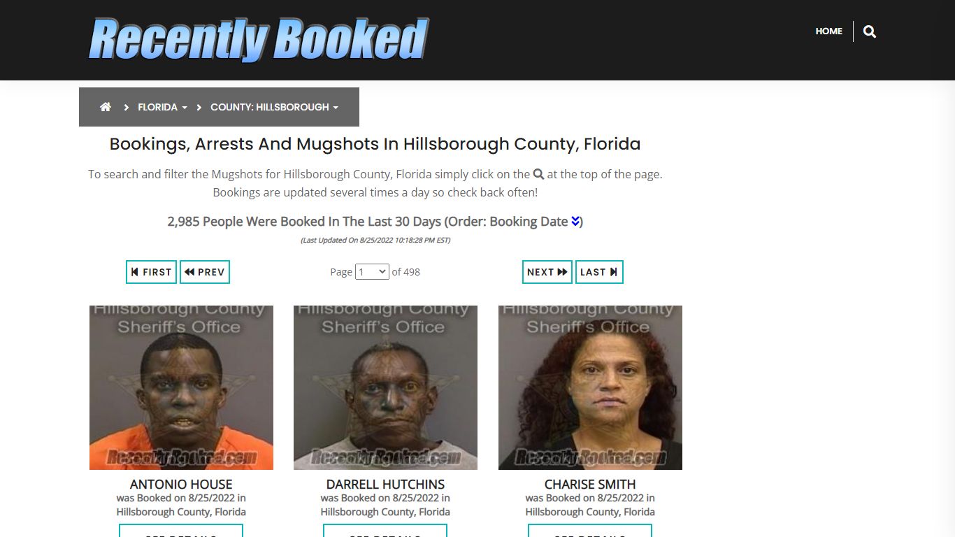 Bookings, Arrests and Mugshots in Hillsborough County, Florida