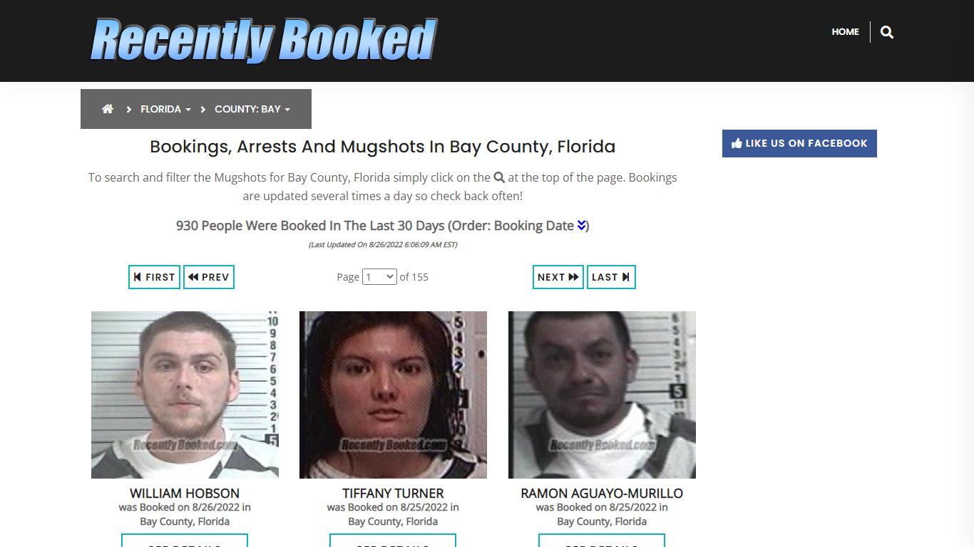 Recent bookings, Arrests, Mugshots in Bay County, Florida - Recently Booked